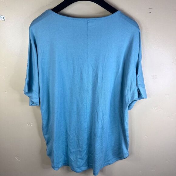 Natori Womens‎ Super Soft Short Sleeve Tee Size Medium Bright Turquoise Blue - Picture 5 of 5